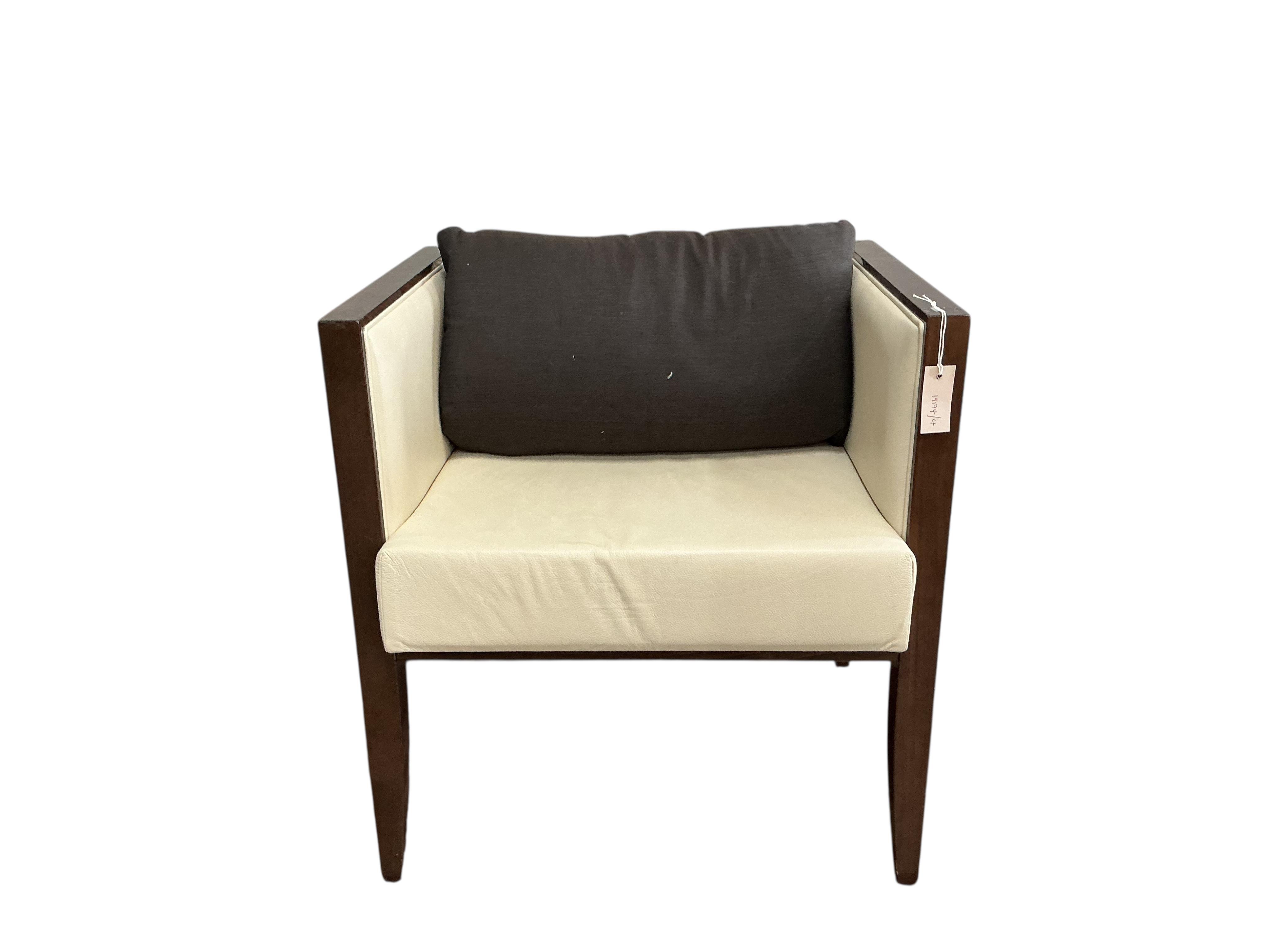 A Contemporary Costantini Pietro Italian “Yale” side chair with ivory quilted Ultrasuede beech frame, width 68cm, depth 54cm, height 72cm